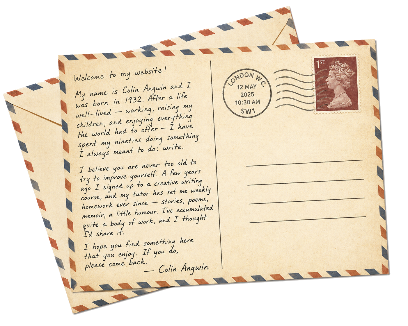 A welcome postcard from Colin Angwin